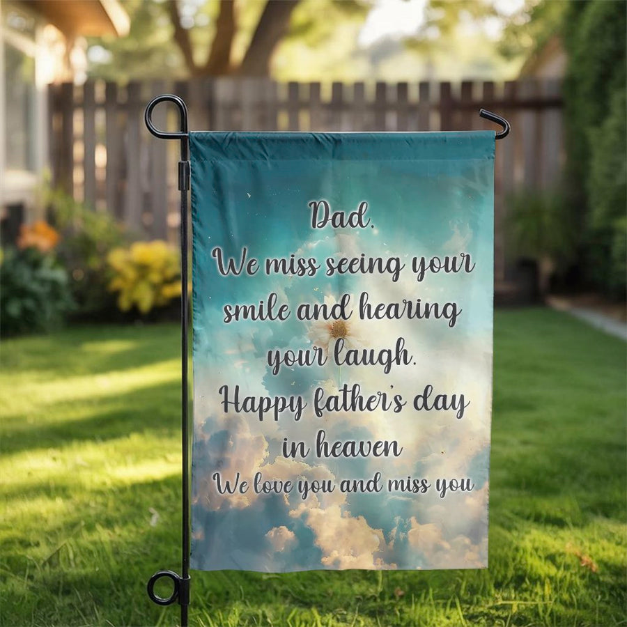 Memorial Garden Flag | Father's Day 2026 In Heaven Remembrance Sign | Weather-Resistant Polyester | Sympathy Gift For Loss Of Dad