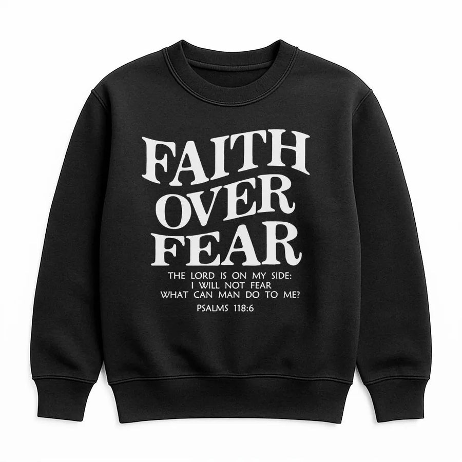 Faith Over Fear Sweatshirt | Religious Bible Verse Graphic Top | Premium Cotton Blend | Inspirational Christian Gift for Men & Women