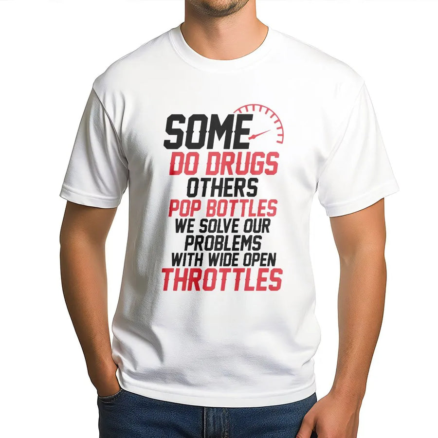 Wide Open Throttle T-Shirt | Funny Biker Graphic Tee | Soft Breathable Cotton | Gift for Car Guy or Motorcycle Enthusiast
