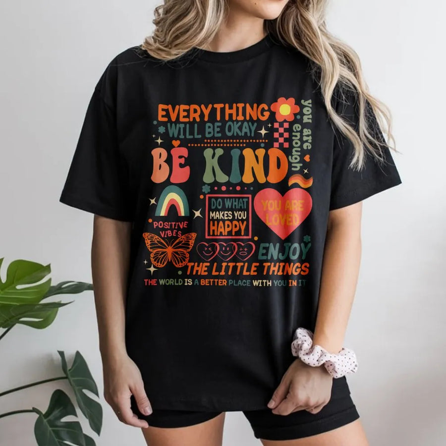 Be Kind T-Shirt | Retro Mental Health Awareness Graphic | Premium 100% Cotton Tee | Inspirational Self Love Gift For Women And Men
