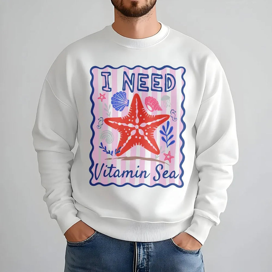 Vitamin Sea Shirt | Boho Starfish & Seashell Graphic | Premium Comfort Colors Cotton | Preppy Summer Vacation Gift for Beach Lovers
