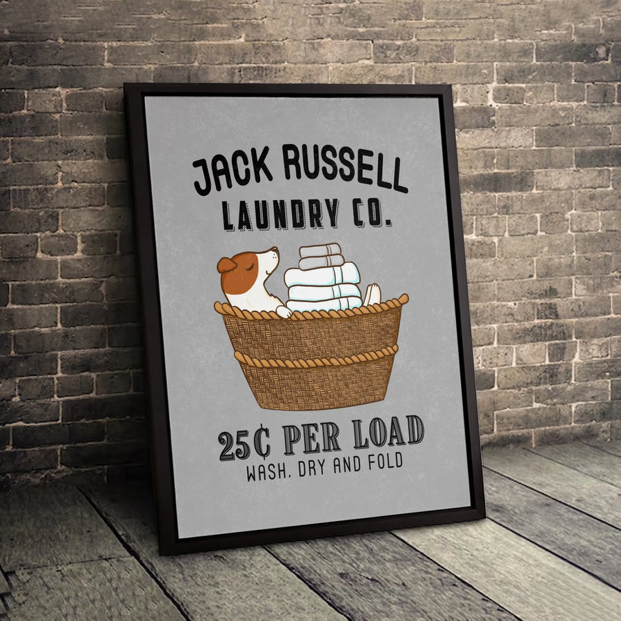 Jack Russell Terrier Wall Art | Laundry Room Decor Sign | Premium Gallery Wrap Canvas | Cute Dog Lover Gift