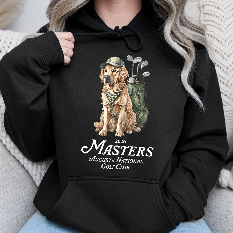 Golfer Golden Retriever Hoodie | Vintage Dog Golf Graphic | Premium Cotton Blend | Funny Golf Gift for Dog Lovers