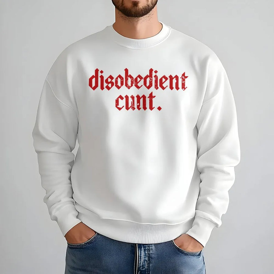 Disobedient Graphic Sweatshirt | Edgy Gothic Font Typography | Premium Cotton Blend | Rebellious Statement Gift for Women