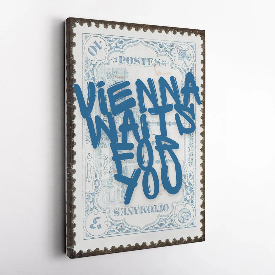 Vienna Wall Art | Graffiti Vintage Stamp Design | Premium Gallery Wrapped Canvas | Gift for Travel Lovers and Austrian Decor Enthusiasts