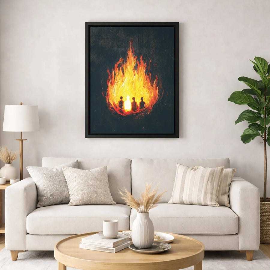 Bonfire Canvas Wall Art | Abstract Campfire Silhouette Print | 1.25-Inch Gallery Wrap | Cozy Fireplace Decor Gift for Home