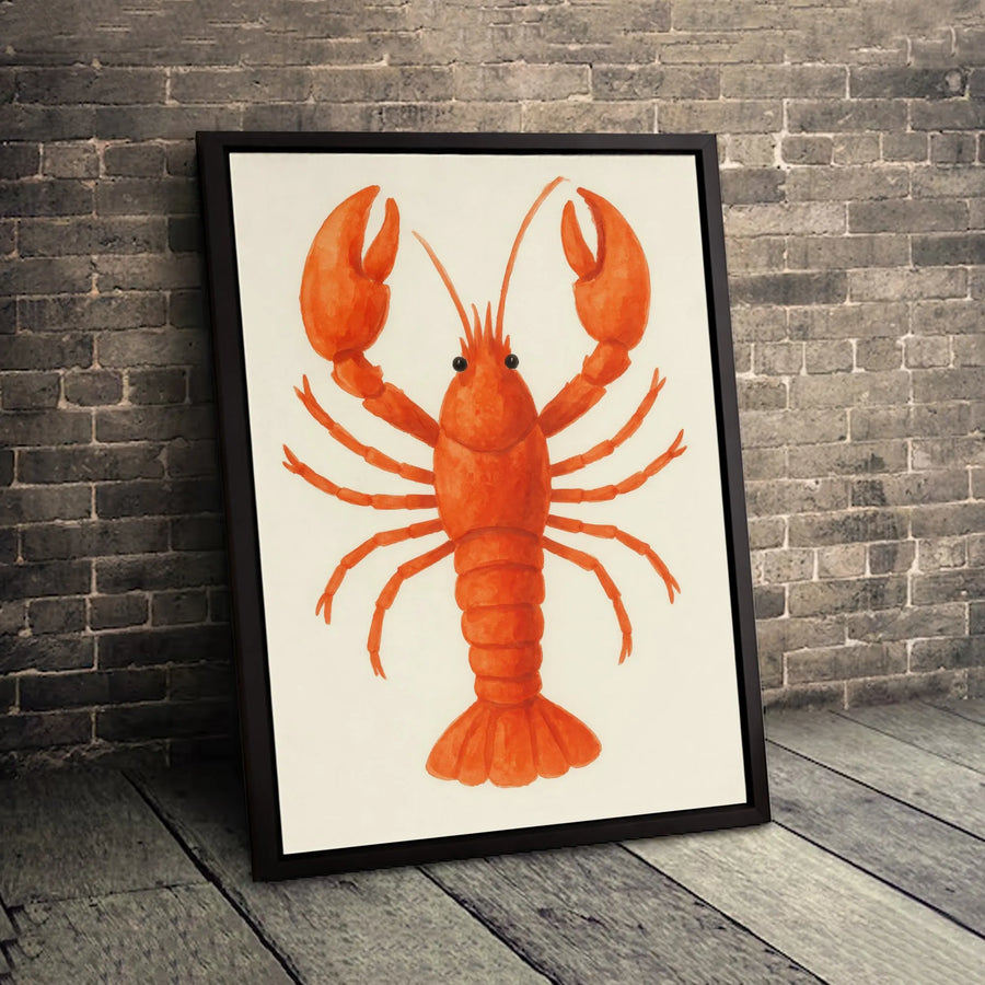 Red Lobster Wall Art | Nautical Watercolor Animal Print | Gallery Wrapped 1.25" Premium Canvas | Kitchen & Coastal Home Decor Gift