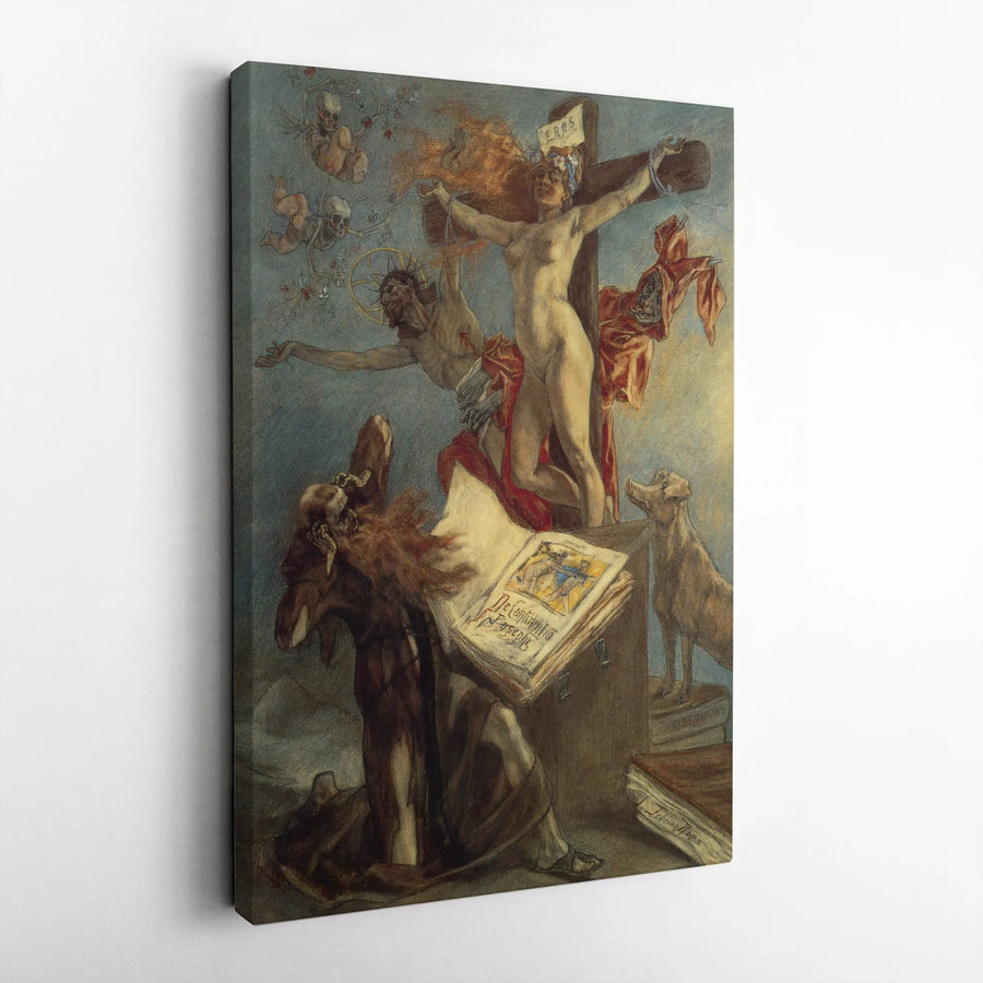 De Continentia Iosephi Canvas | Felicien Rops Symbolist Art Print | Premium 1.25" Gallery Wrap | Gothic Home Decor Wall Art for Art Collectors