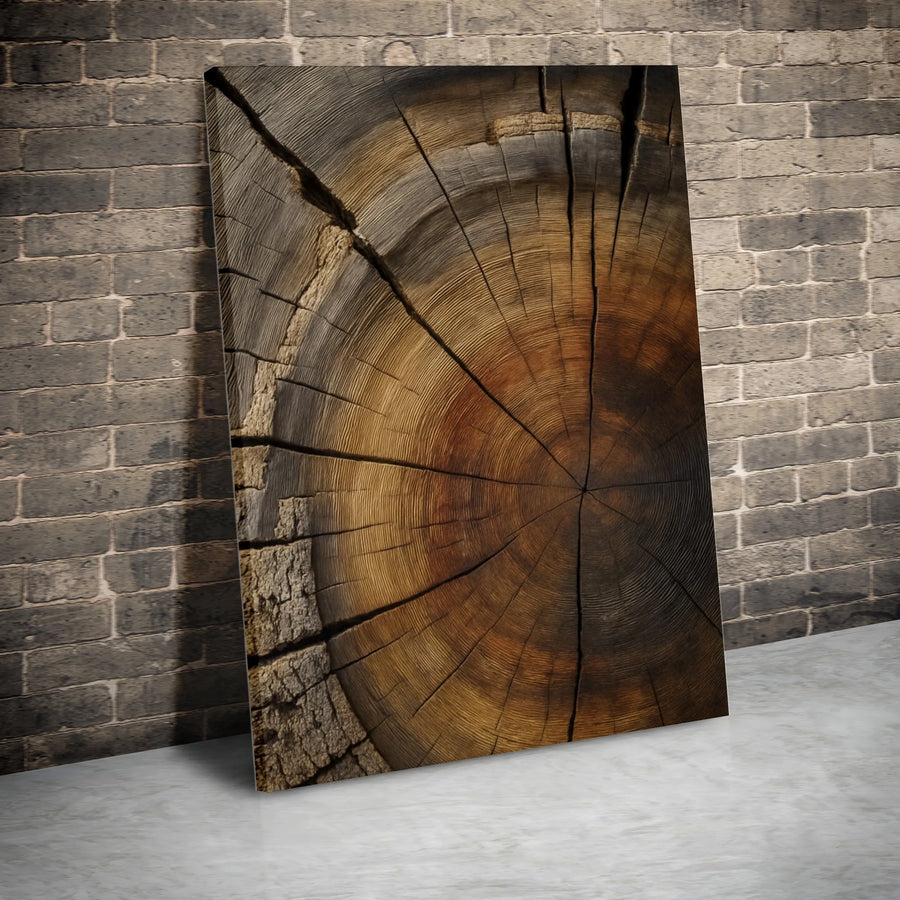 Rustic Tree Ring Canvas Print | Abstract Wood Grain Wall Art | Premium Gallery Wrapped Decor | Nature Inspired Interior Design for Living Room