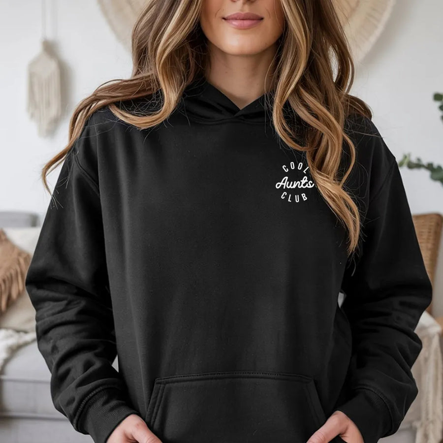 Cool Aunts Club Hoodie | Minimalist Trendy Script Logo | Premium Soft Cotton | Gift For Favorite Aunt From Niece or Nephew