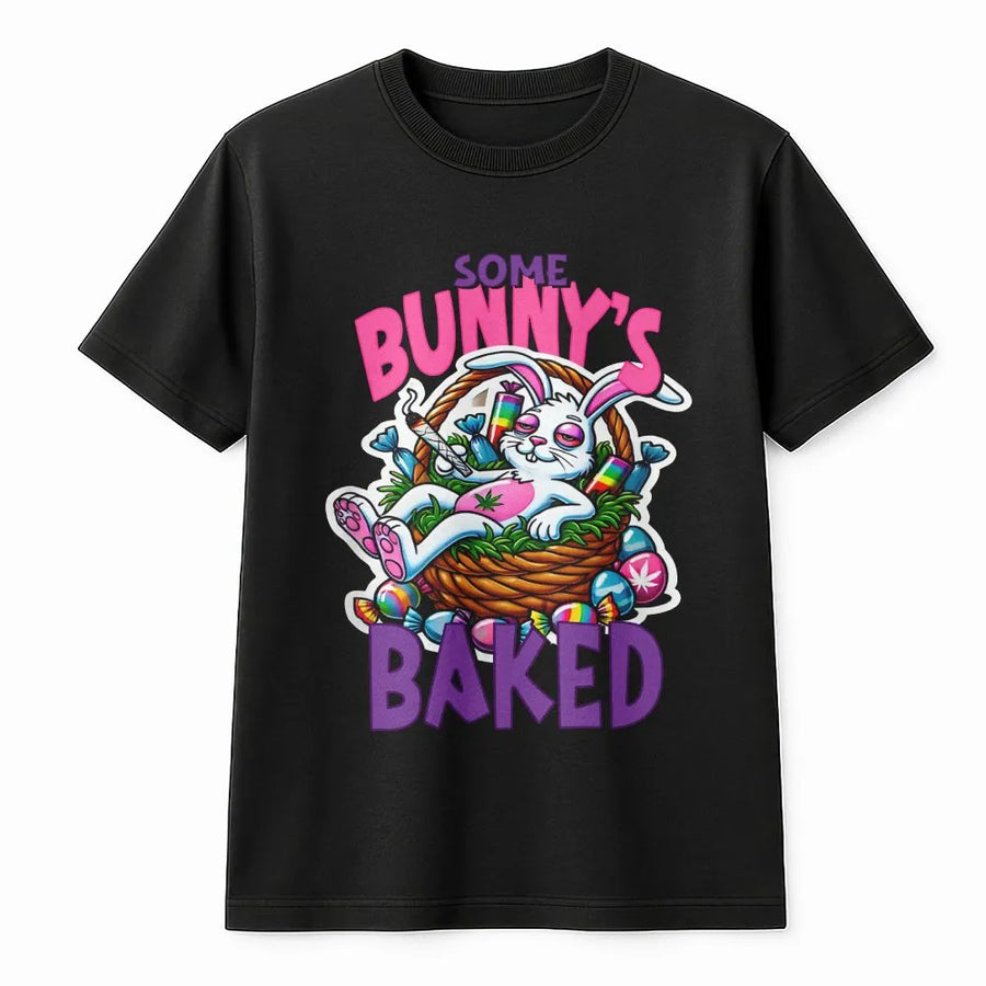 Funny 420 Easter Bunny Shirt | Some Bunny's Baked Graphic Tee | Soft Cotton Unisex Tee | Novelty Stoner Gift for Weed Lovers