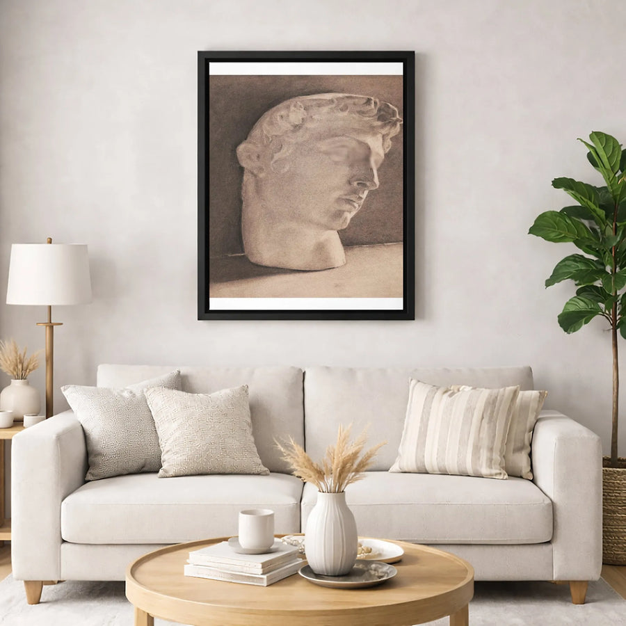 Classical Greek Sculpture Canvas Art | Charcoal Sketch Bust Portrait | Gallery Quality 1.25 Inch Wrap | Premium Minimalist Decor Wall Print