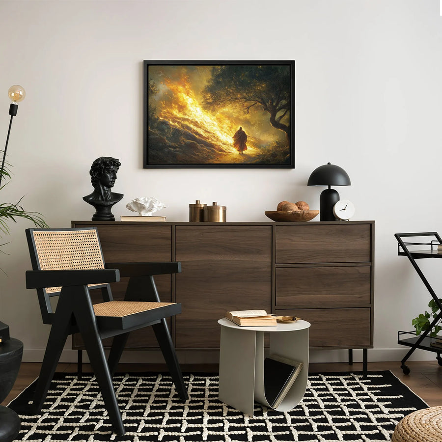 Moses and the Burning Bush Canvas Art | Biblical Religious Wall Decor | Premium 1.25" Gallery Wrap | Spiritual Home Gift for Believers