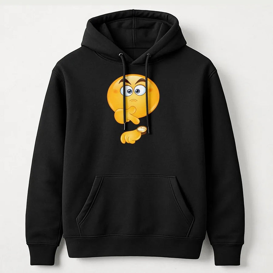 Thinking Smiley Face Hoodie | Funny Waiting Emoji Graphic | Soft Cotton-Blend Streetwear | Unisex Gift for Meme Lovers
