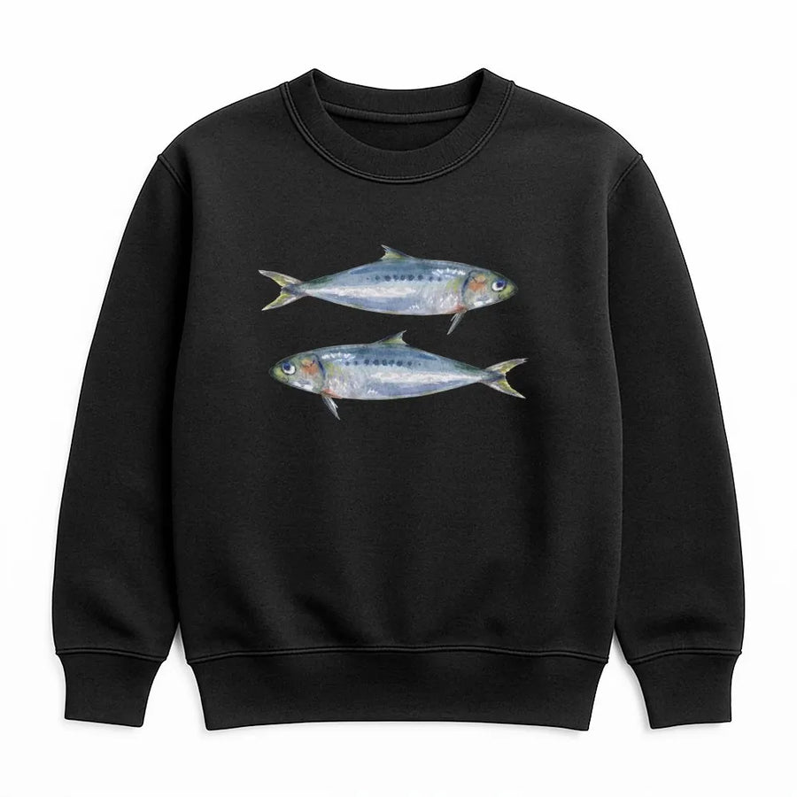 Sardine Graphic Sweatshirt | Coastal Aesthetic Watercolor Fish Art | Premium Cotton-Blend Pullover | Ocean Lover Foodie Gift