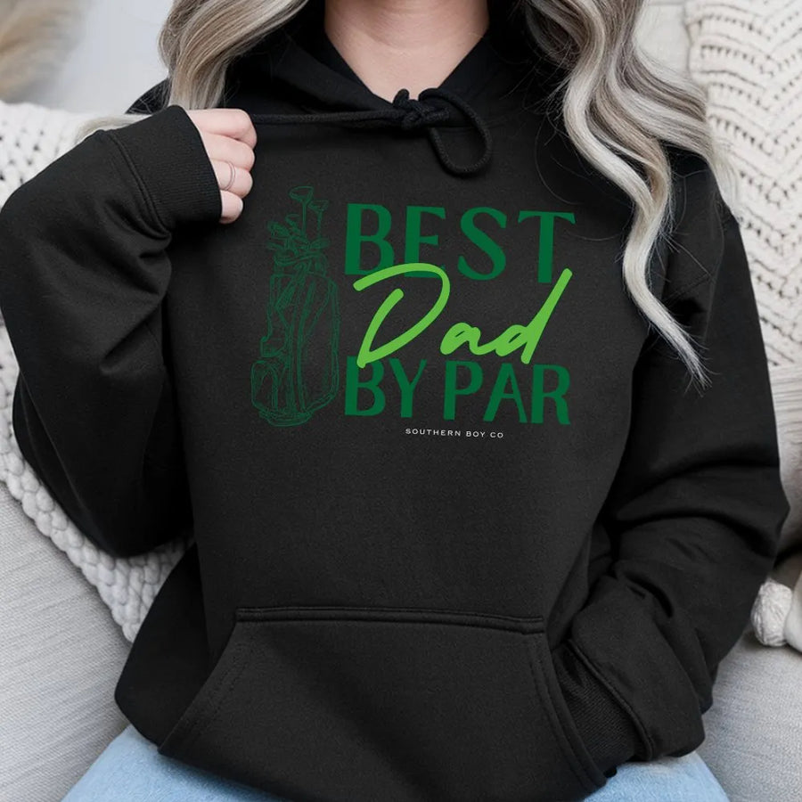 Best Dad By Par Golf Hoodie | Funny Golfer Pun Graphic Tee | Premium Soft Cotton | Father's Day Gift for Dad, Husband