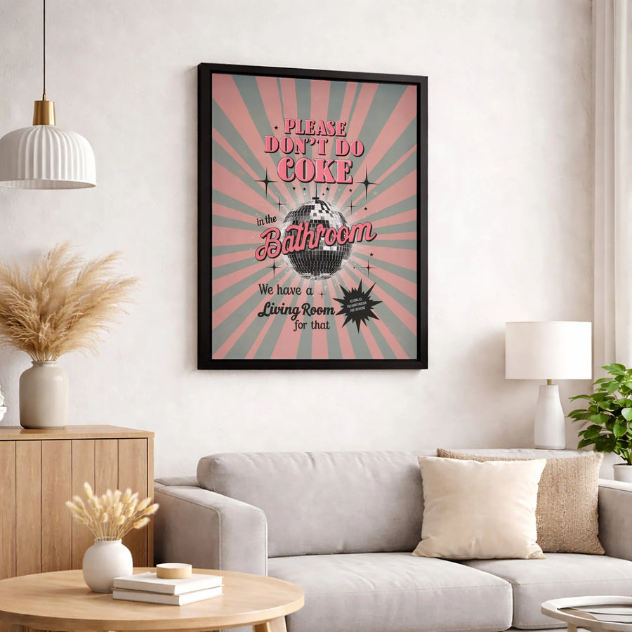 Funny Bathroom Wall Art | Retro Disco Ball Quote Print | Premium Canvas Decor | Edgy Home Decor Gift for Party Lovers