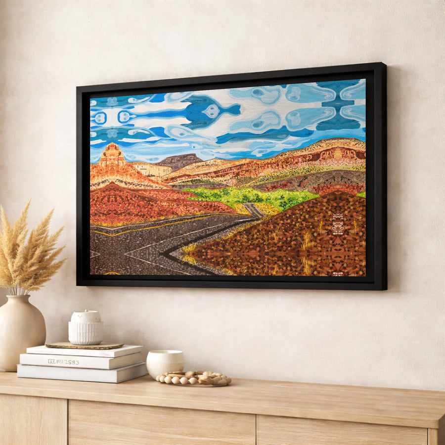 Desert Landscape Canvas Art | Symmetrical Southwest Winding Road Print | Premium Gallery-Wrapped Wall Decor | Western Home Office Gift Idea