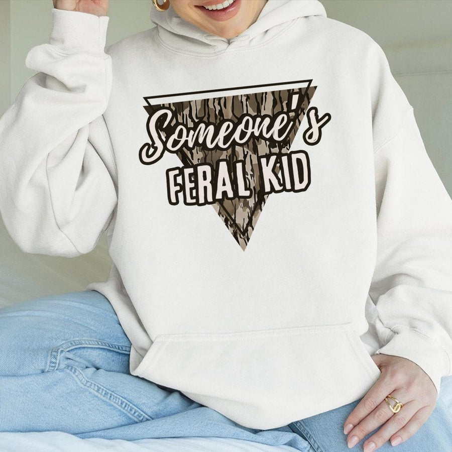 Someone's Feral Kid Hoodie | Funny Sarcastic Parent Sweatshirt | Premium Cotton-Polyester Blend | Trendy Mom Dad Humor Gift