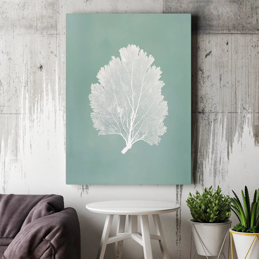 Sea Fan Canvas Wall Art | Minimalist Coastal Silhouette Print | Premium Gallery Wrapped Canvas | Modern Beach House Decor Gift
