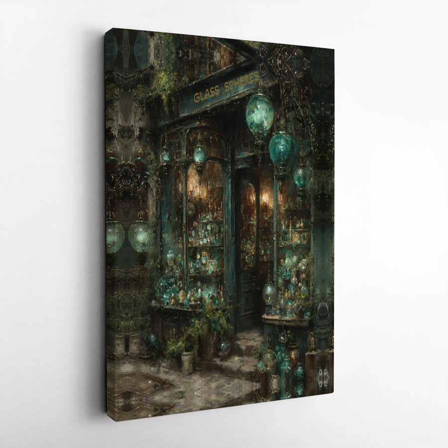 Fantasy Magic Potion Shop Canvas Wall Art | Glass Spheres Witchcore Decor | 1.25 Inch Thick Premium Print | Magical Home Office Gift