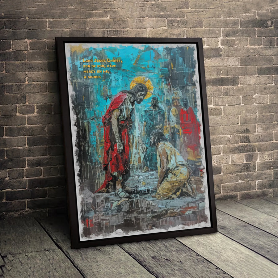 Jesus Prayer Canvas Wall Art | Lord Jesus Christ Son Of God Religious Decor | Premium Gallery Wrap Print | Faithful Christian Home Decor Gift