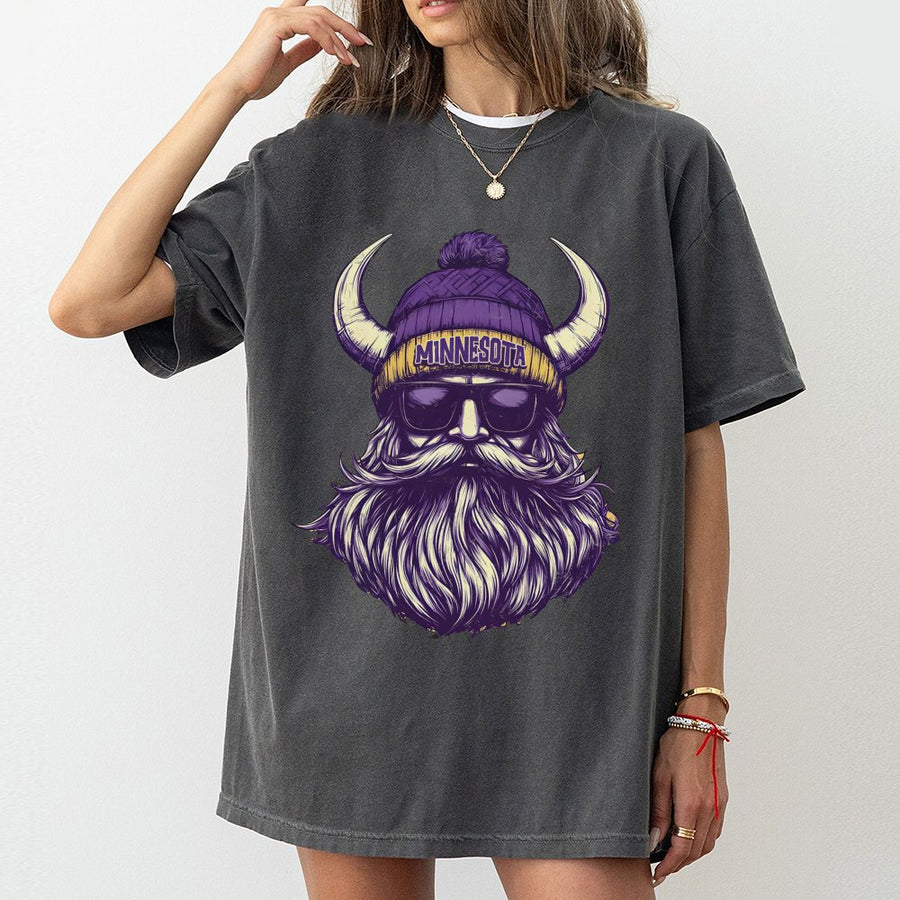 Minnesota Viking With Beard, Horns, And Sunglasses T-Shirt