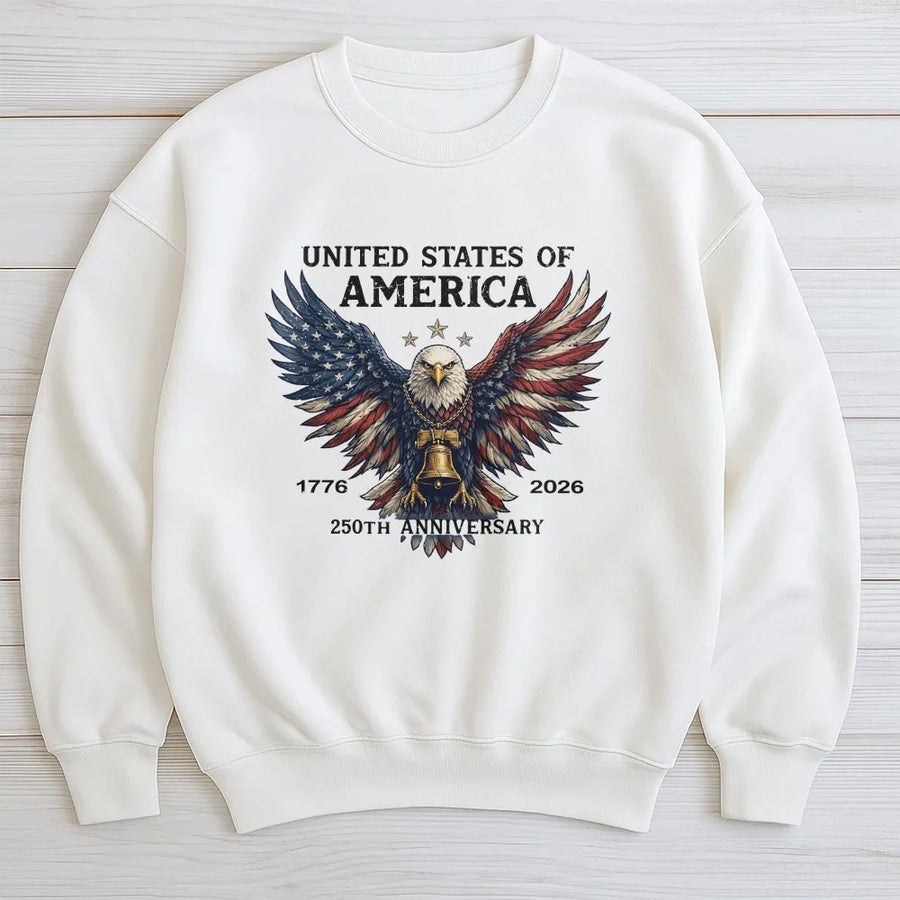 America 250th Anniversary Sweatshirt | Patriotic Eagle Flag Graphic | Premium Cotton Tee | 4th of July Independence Day Gift