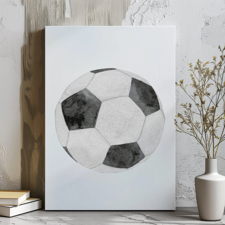 Soccer Ball Wall Art | Watercolor Minimalist Sports Print | Premium Gallery Wrapped Canvas | Gift for Soccer Player or Coach