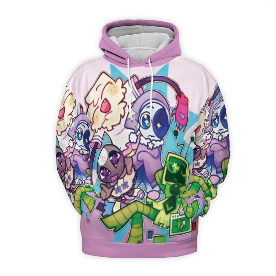Kawaii Anime 3D Hoodie | Pastel Cyberpunk Character Graphic | Premium Brushed Fleece Pullover | Unisex Gift for Gamer Otaku