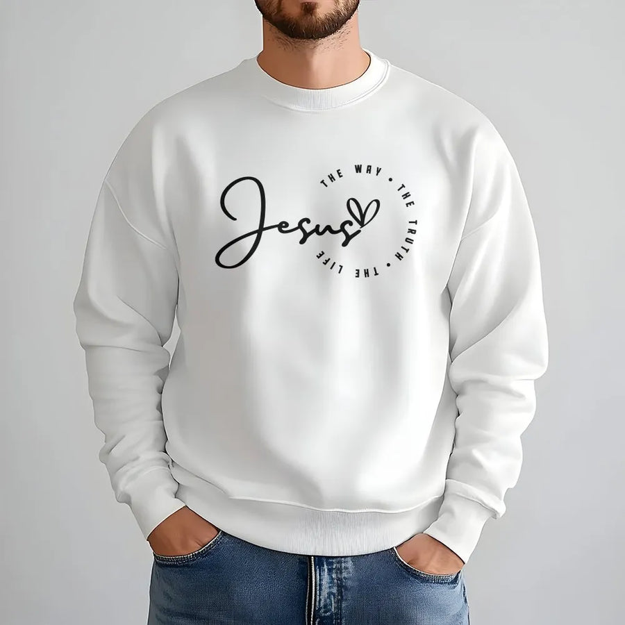 Jesus Sweatshirt | The Way The Truth The Life Bible Verse Crewneck | Soft Cotton Blend Pullover | Christian Faith Based Gift for Women