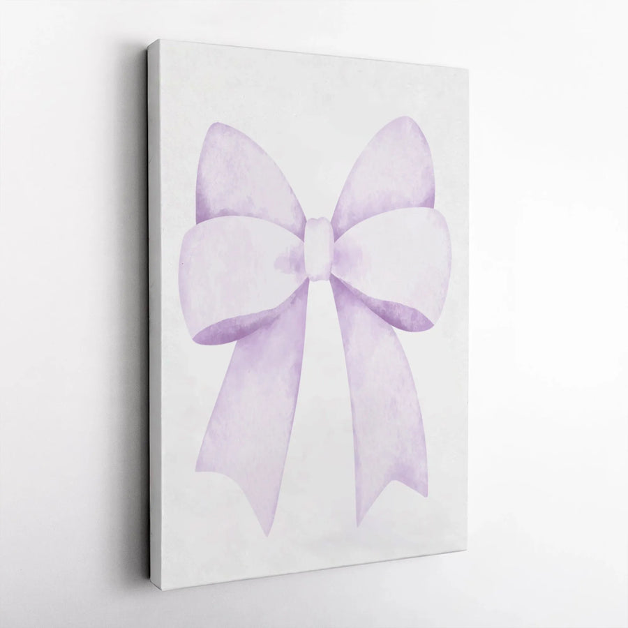 Lavender Bow Wall Art | Watercolor Ribbon Aesthetic Canvas Print | Premium Gallery-Wrapped Decor | Girly Bedroom or Nursery Gift