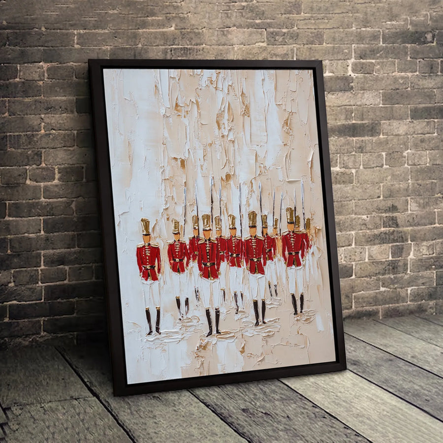 British Royal Guard Canvas Art | Textured Impasto London Soldier Painting | Premium Gallery-Wrapped Print | Elegant Home Office Decor Gift