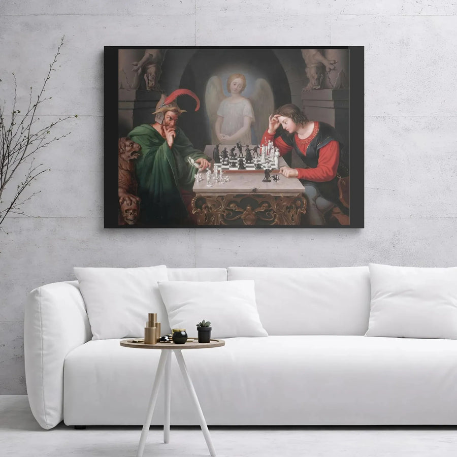 Moritz Retzsch The Chess Players Canvas | Classic Fine Art Wall Decor | 1.25 Inch Gallery Wrap | Gift for Chess Lovers and Collectors
