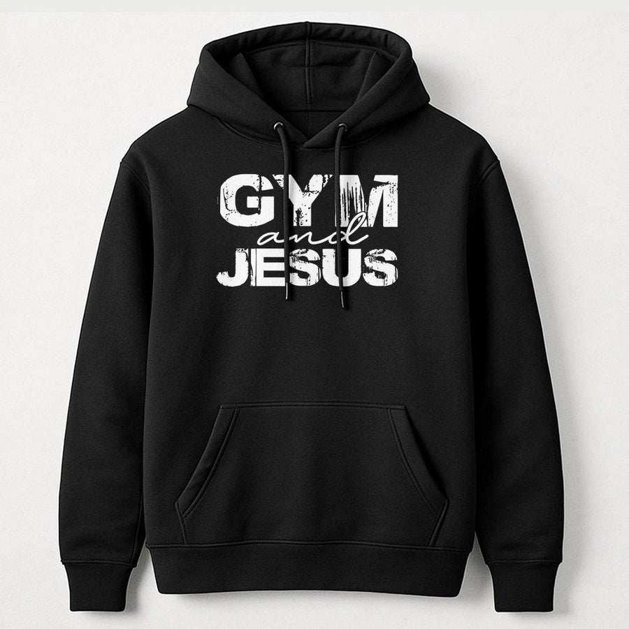 Gym and Jesus Hoodie | Faith Inspired Workout Sweatshirt | Cotton-Polyester Blend Premium Apparel | Christian Fitness Gift for Men and Women