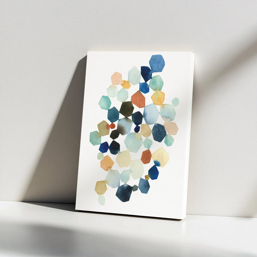 Abstract Geometric Canvas Art | Watercolor Hexagon Wall Print | Premium Fade-Resistant Ink | Modern Home Office Decor Gift