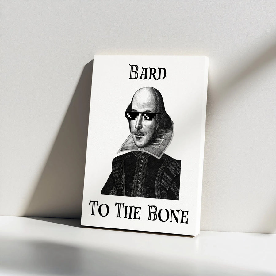 William Shakespeare Canvas Wall Art | Funny Bard To The Bone Literature Pun | Premium Gallery Wrap Print | Unique Gift for English Teachers & Readers