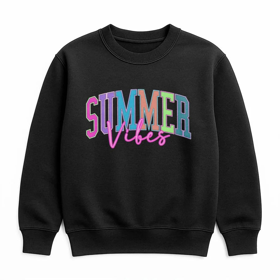 Summer Vibes Sweatshirt | Colorful Retro Graphic Pullover | Soft Cotton Blend | Trendy Beach Vacation Gift for Her