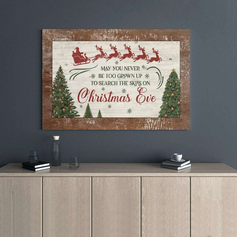 Christmas Wall Art Canvas | Santa Sleigh Rustic Wood Sign | Premium Gallery Wrap Decor | Holiday Gift for Family and Kids