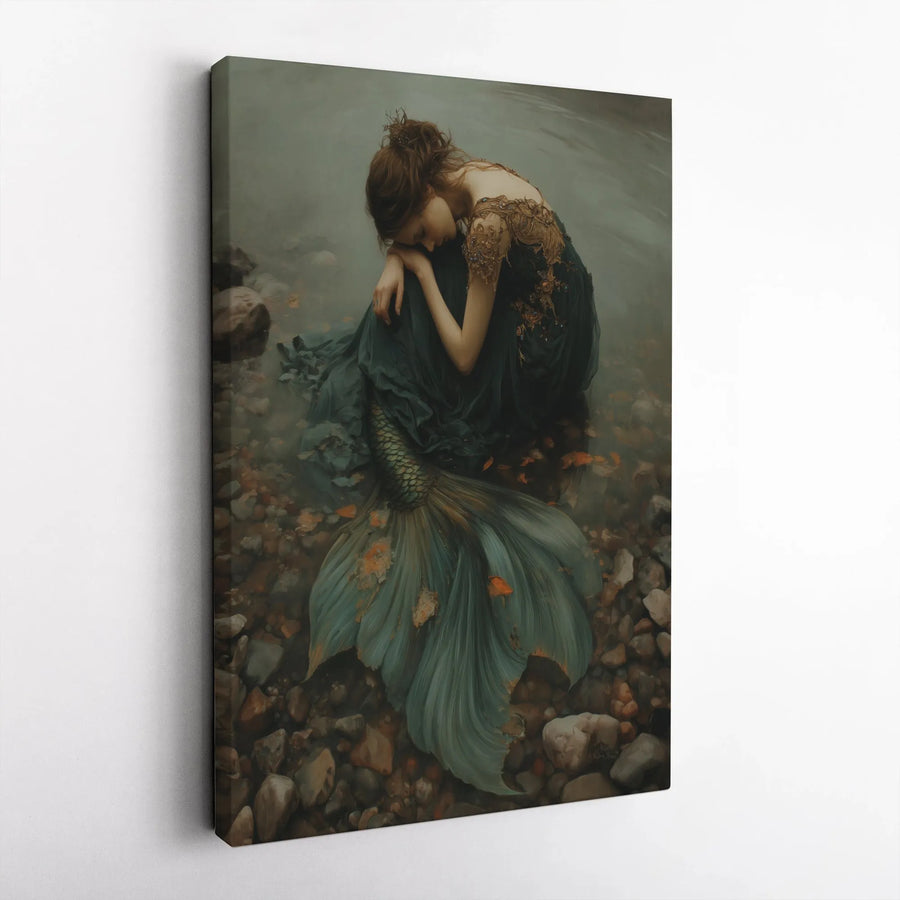 Mermaid Canvas Wall Art | Dark Fantasy Mermaid Painting | Premium Canvas Print | Gothic Home Decor Gift