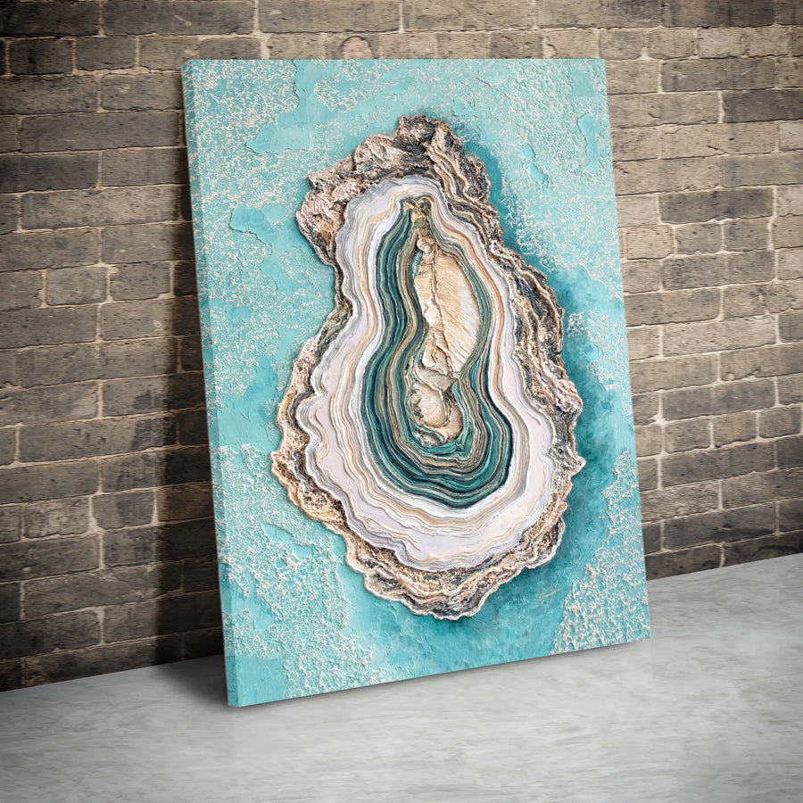 Textured Agate Wall Art | 3D Effect Mineral Slice Print | Premium Gallery Wrapped Canvas | Modern Living Room Decor Gift