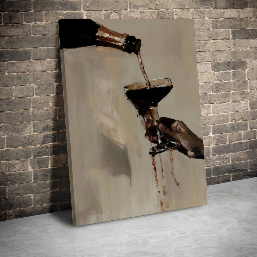 Modern Wine Pour Canvas Art | Abstract Brushstroke Painting Print | Premium Gallery Wrapped Canvas | Bar Cart Decor Gift for Wine Lover
