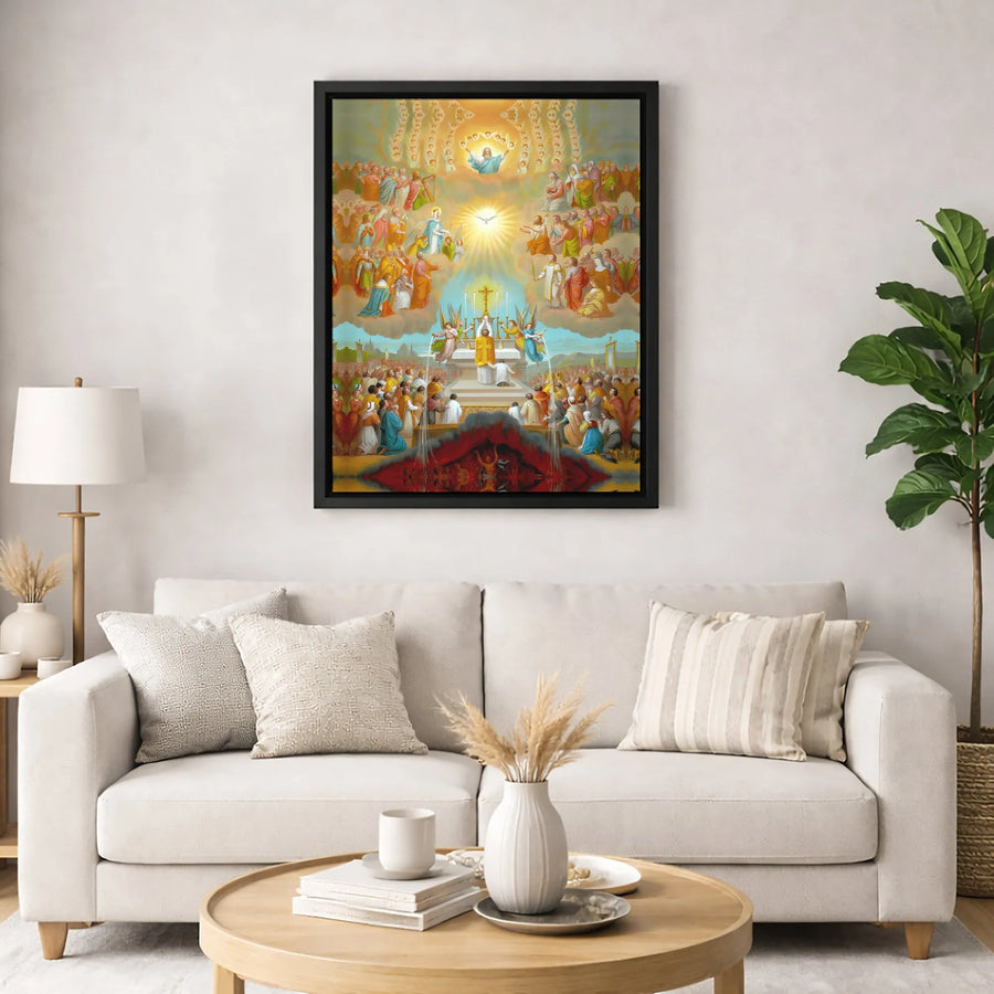 Catholic Mass for Souls in Purgatory Canvas Art | Religious Eucharistic Adoration Wall Decor | Premium Fade-Resistant Print | Catholic Home Gift