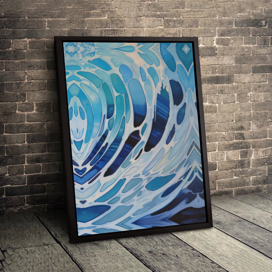 Abstract Blue Water Waves Canvas Wall Art | Modern Fluid Ripples Print | Gallery-Quality Premium Stretched Canvas | Serene Home Office Decor Gift