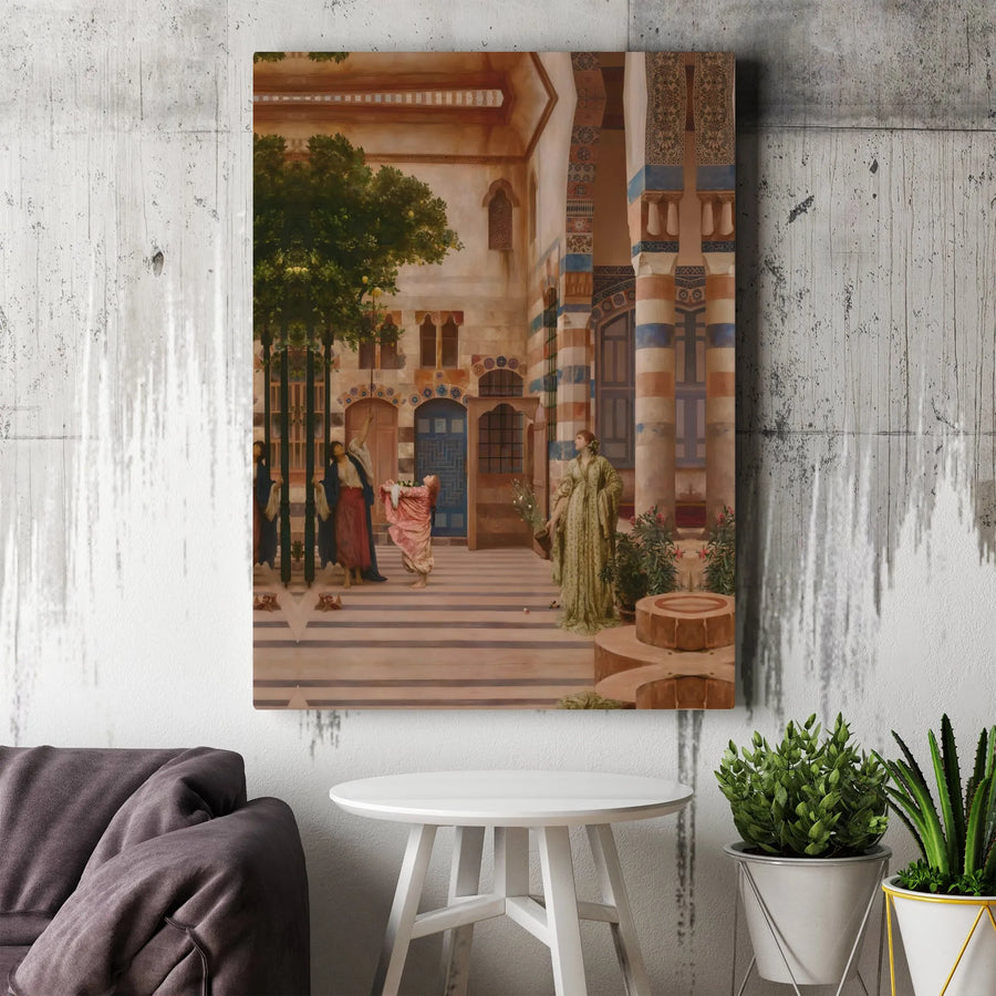 Orientalist Art Canvas Print | The Hosh Of The Coptic Patriarch's House In Cairo | Premium Gallery Wrap Wall Decor | Classic Fine Art Reproduction