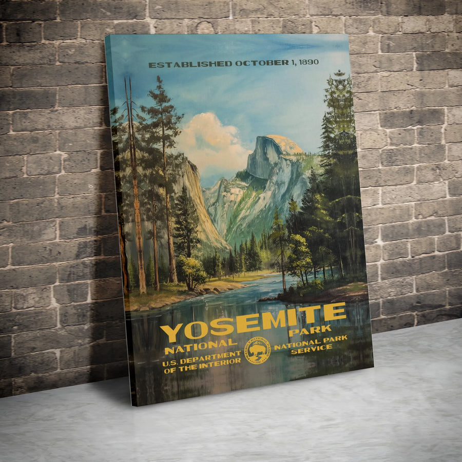 Yosemite National Park Art Print | Vintage Landscape Painting Poster | Gallery-Quality Canvas Wall Decor | Nature Lover Gift Idea