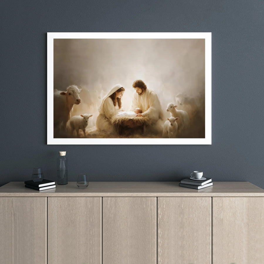Nativity Scene Canvas Print | Holy Birth of Jesus Wall Art | Premium Gallery Wrap Decor | Christian Home Gift for Christmas