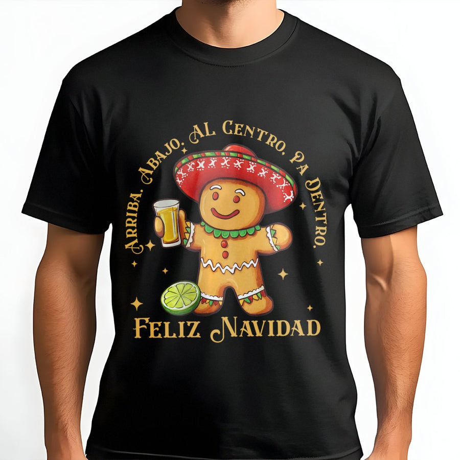 Feliz Navidad Gingerbread T-Shirt | Funny Mexican Christmas Drinking Tee | Premium Soft Cotton | Unique Holiday Gift for Latino Friends & Family