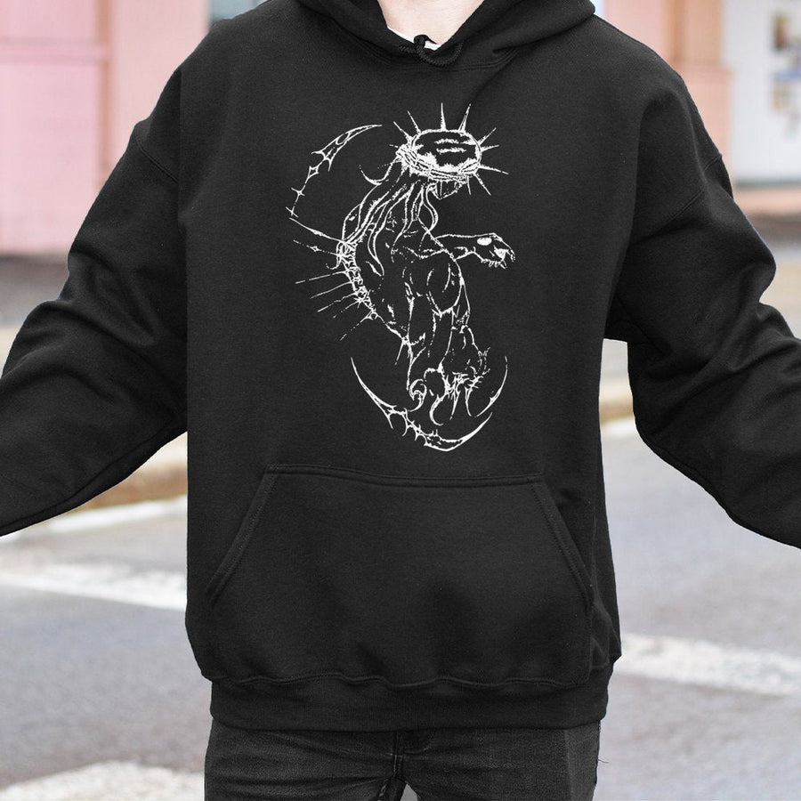 Gothic Jesus Hoodie | Edgy Religious Cross Graphic | Premium Cotton Blend Streetwear | Unisex Religious Gym Gift for Men and Women