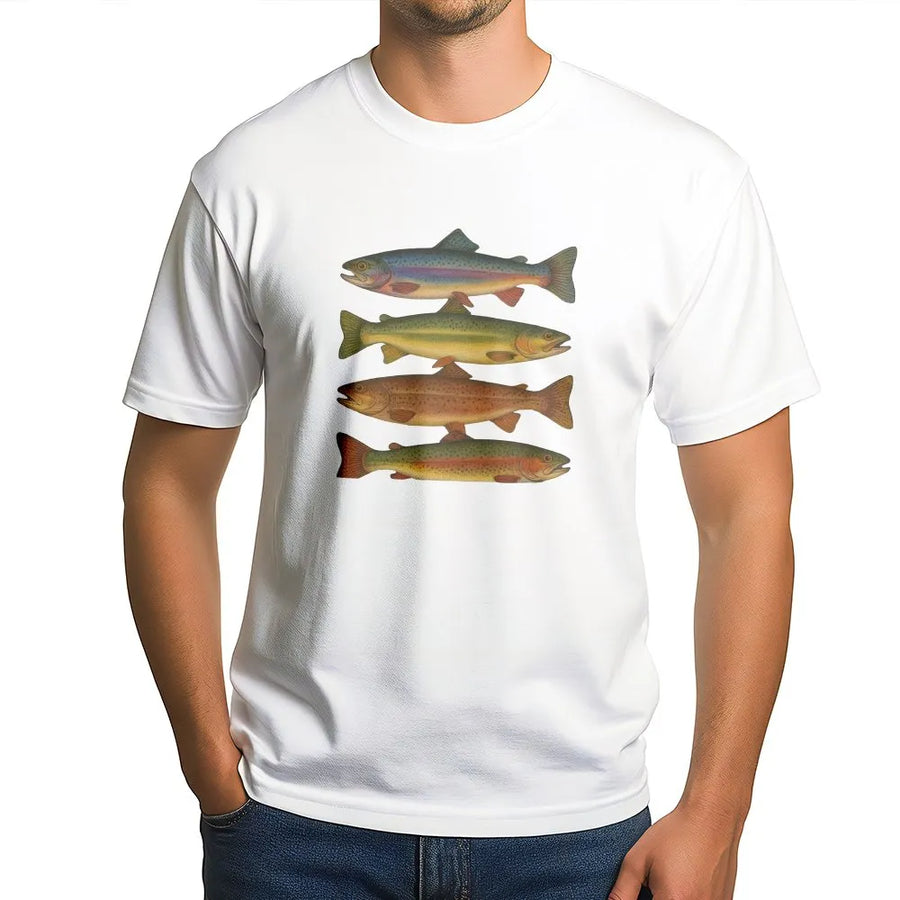 Vintage Trout T-Shirt | Retro Fish Species Illustration | Premium Cotton Tee | Gift for Fisherman & Angler